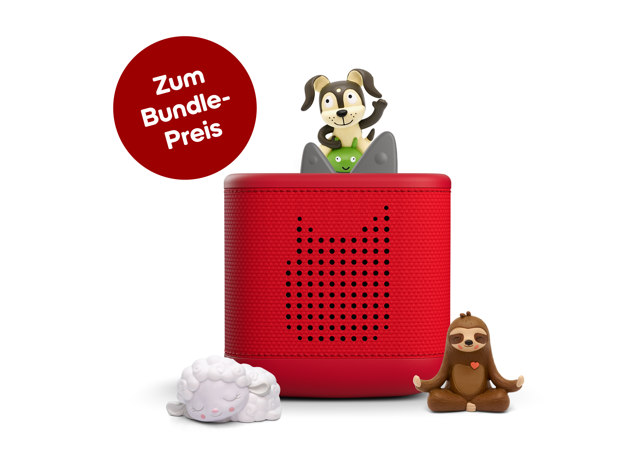 Toniebox 2 Starterset: Alltagsroutine (Rot; inkl. Spiel- und Bewegungslieder, Fantasiereisen mit Faultier Mo, Schlummerschaf)