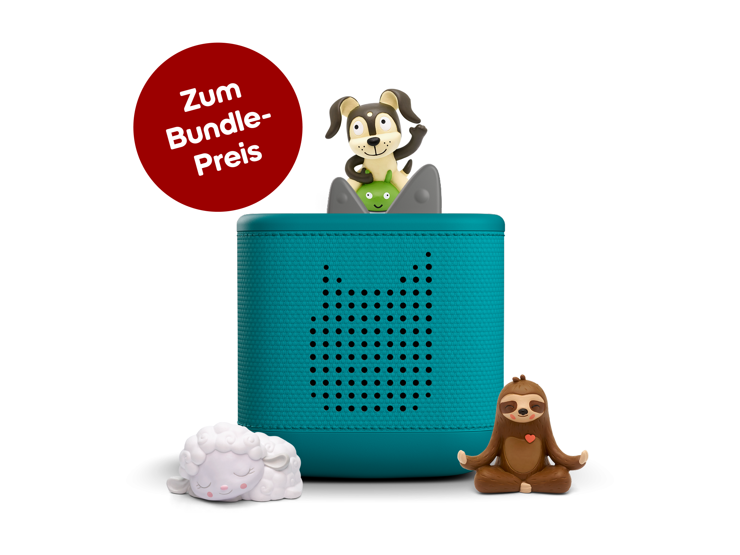 Toniebox 2 Starterset: Alltagsroutine (Meeresgrün; inkl. Spiel- und Bewegungslieder, Fantasiereisen mit Faultier Mo, Schlummerschaf)
