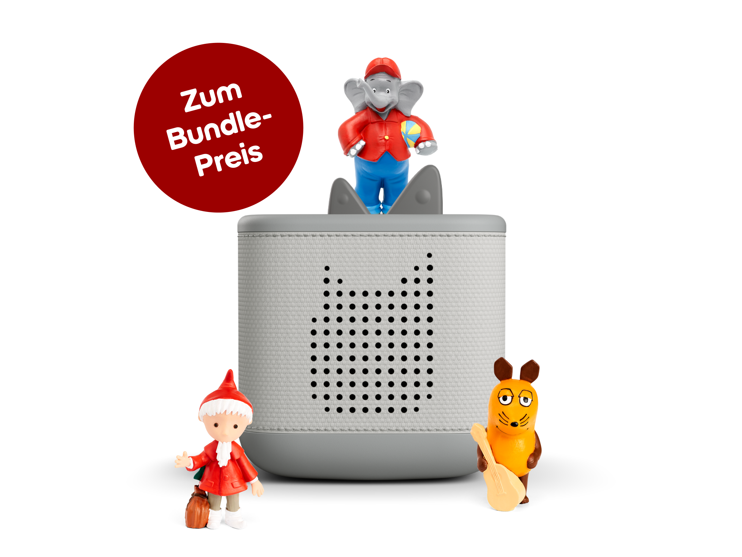 Toniebox 2 Starterset: Kindheitsklassiker (Grau; inkl. Benjamin Blümchen, Sandmännchen, Maus)